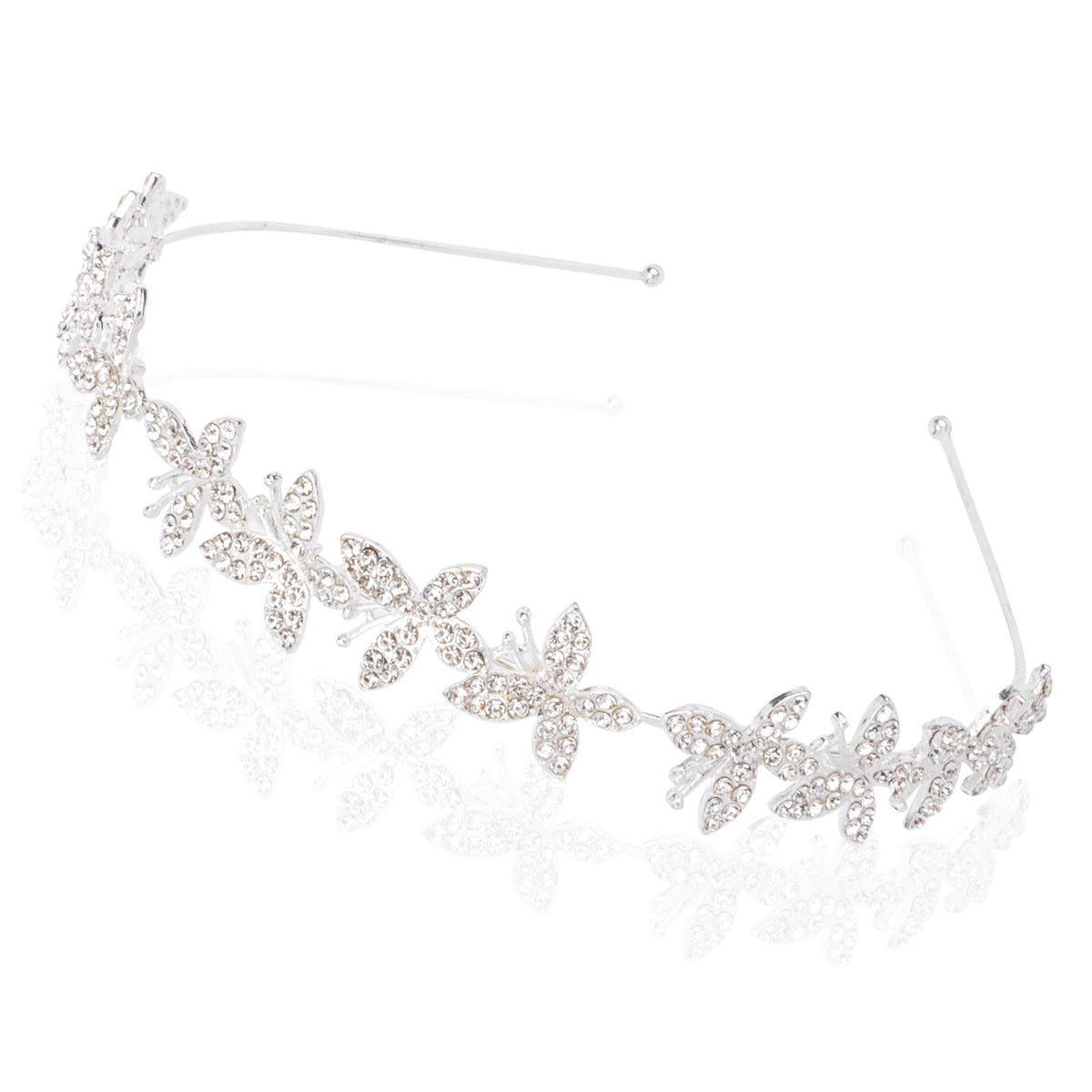 Wedding Headbands for Women Girls Bride Headband Bridal Headpieces Crystal Hair Band Silver Tiara Wedding Gifts Hair Accessories Elegant Fairy Rhinestone Handmade Leaves Flowers