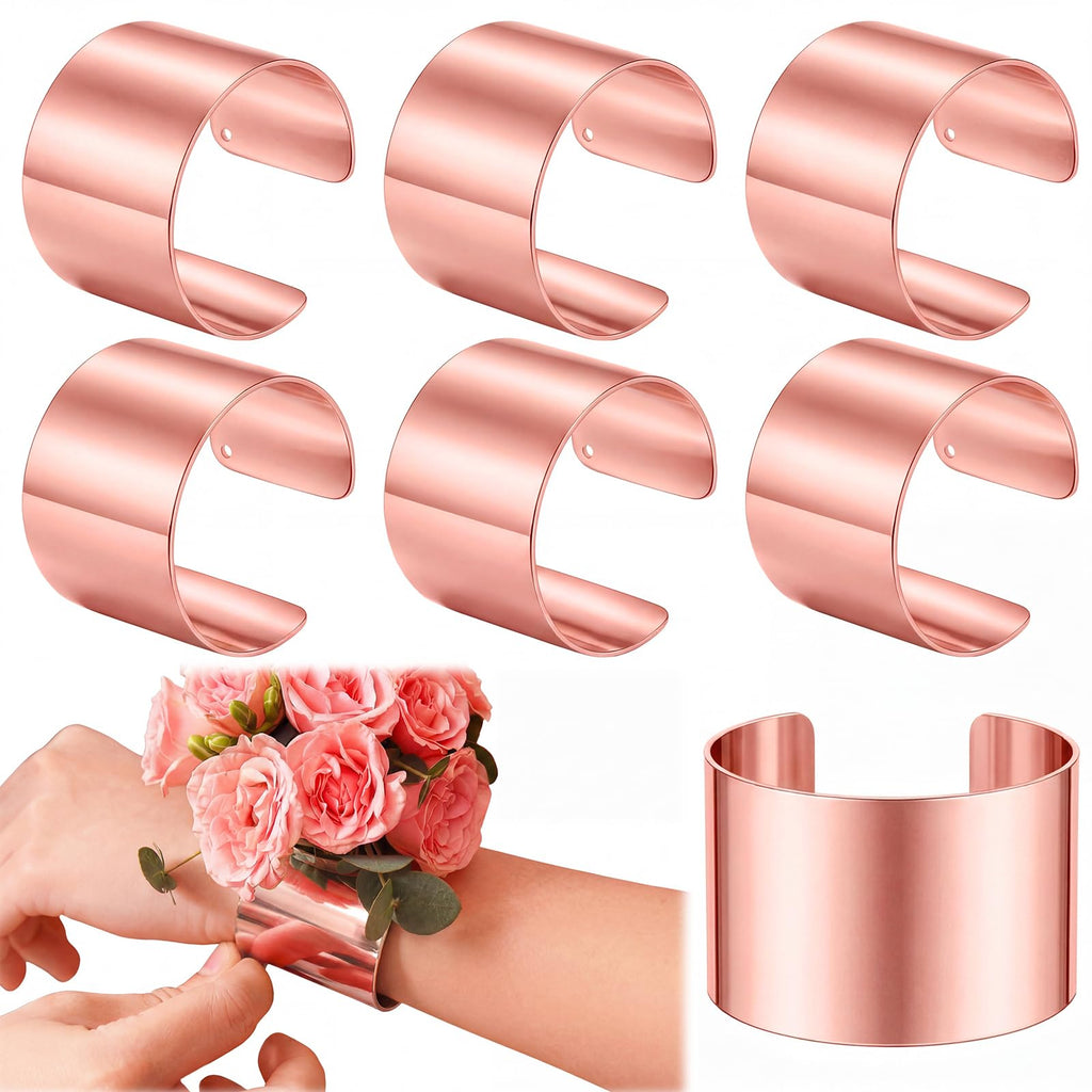 Liliaafar 6 Pcs Gold Corsage Wristlet Cuff Bracelets Women,Cuff