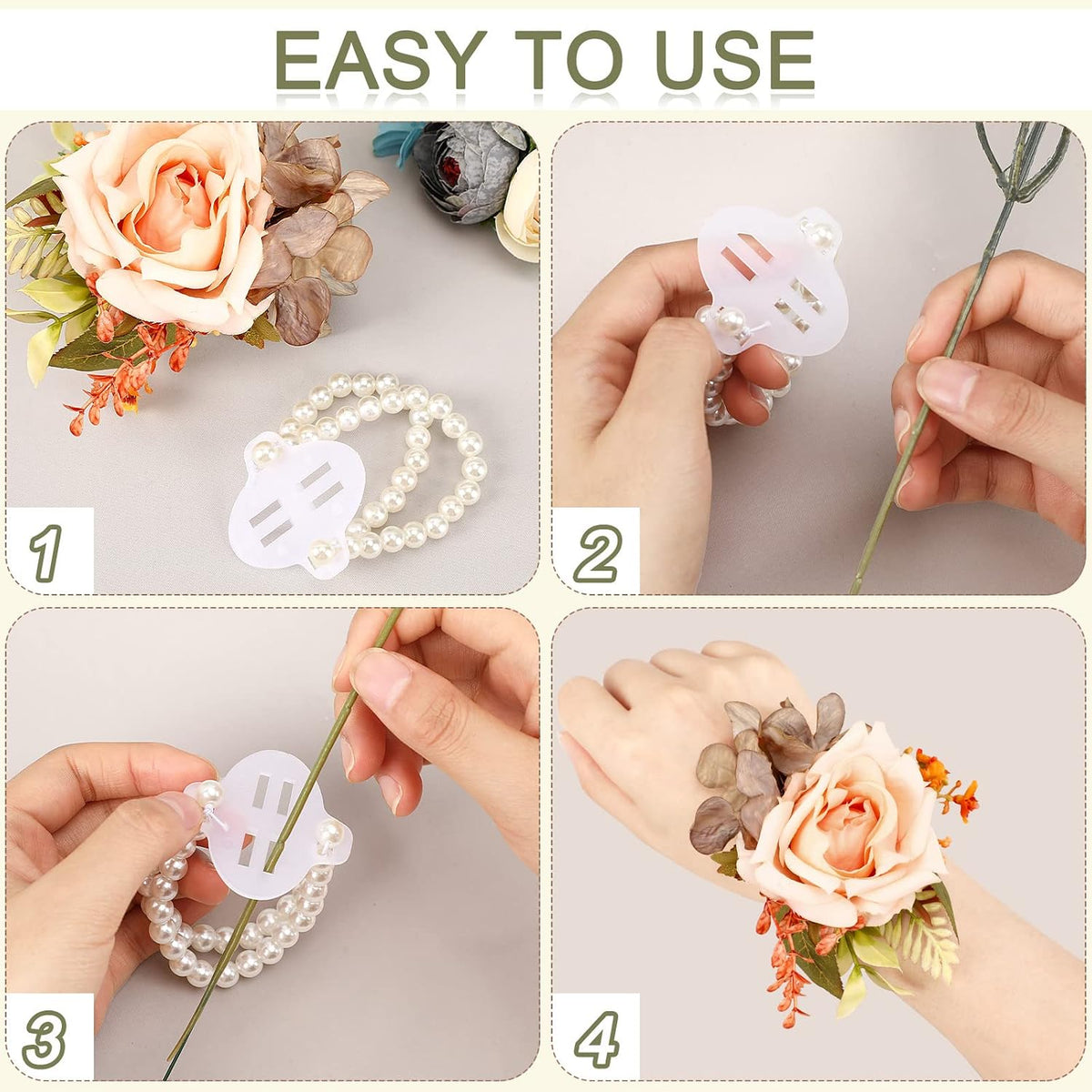 Corsage Wristlet Band Elastic Pearl Bracelet DIY Flower Bracelet