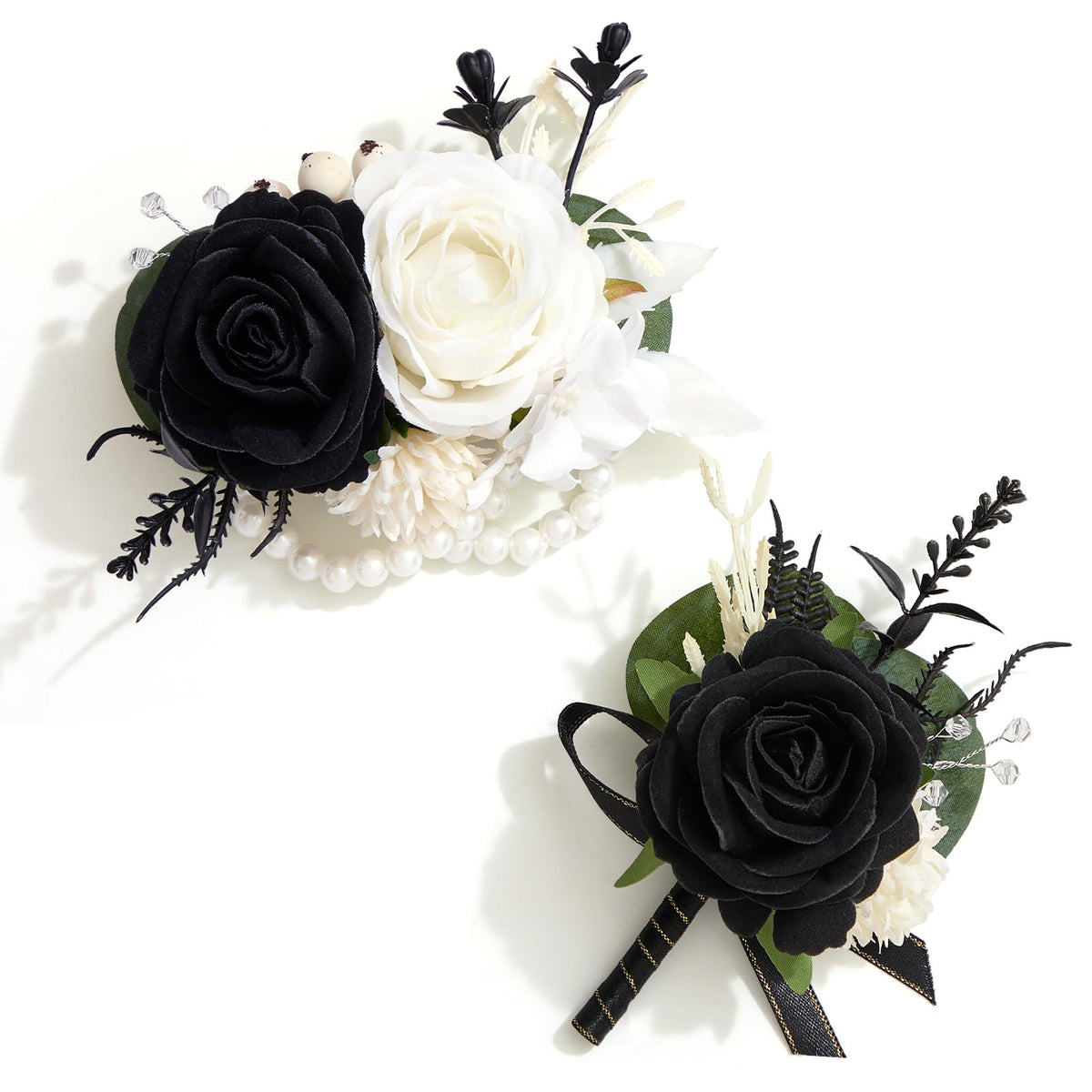 Serwalin 6 Pcs White Rose Wrist Corsage Wristlet for Wedding Prom Party