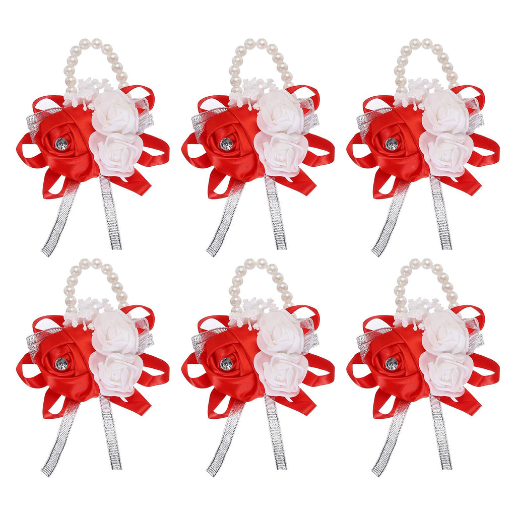 MECCANIXITY 12Pcs Wrist Corsage Artificial Flower Bracelets Rose Wrist Bride Groom Decorative for Wedding Ceremony Prom Party Anniversary Sky Blue
