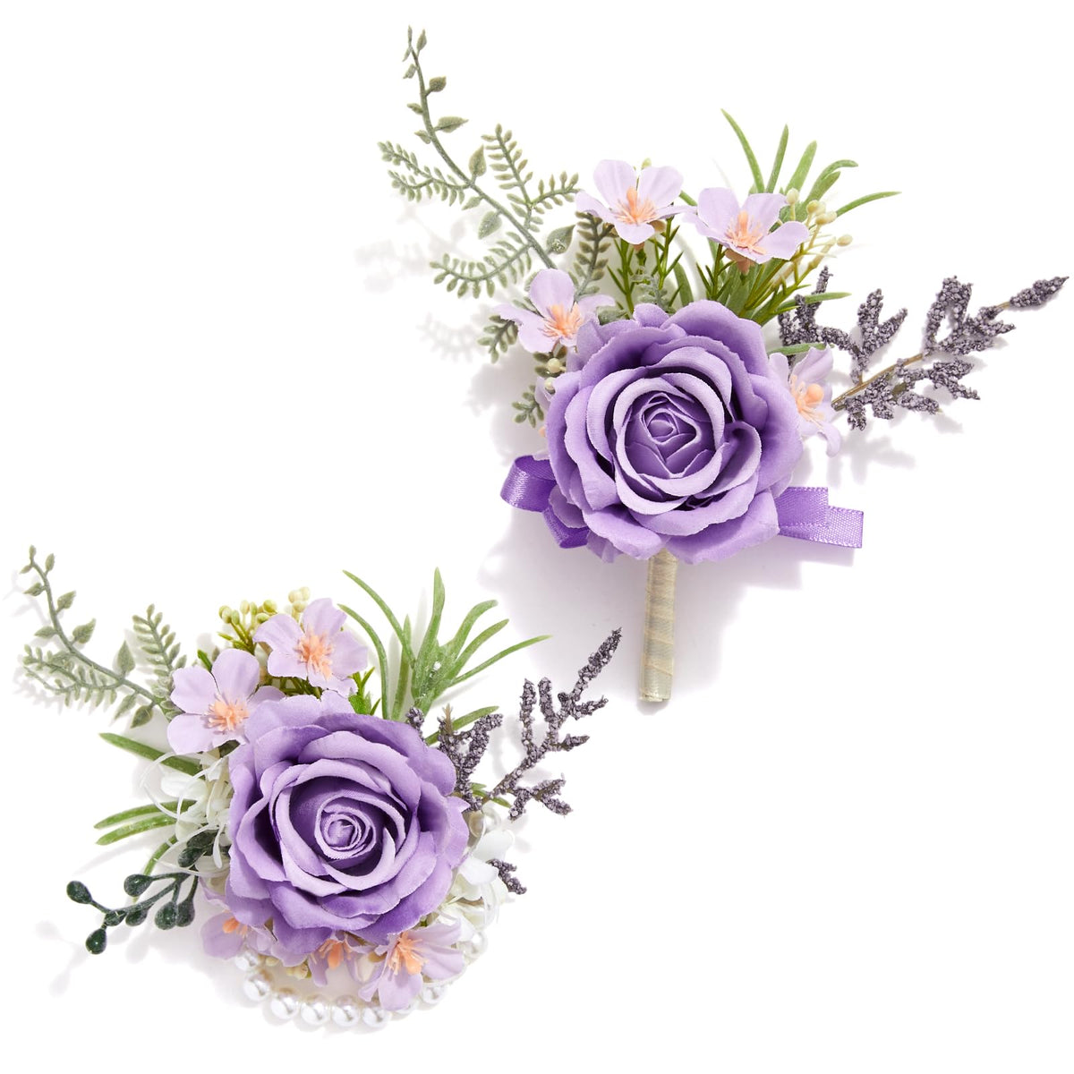 Serwalin Champagne Rose Corsage and Boutonniere Set for Wedding Prom Party