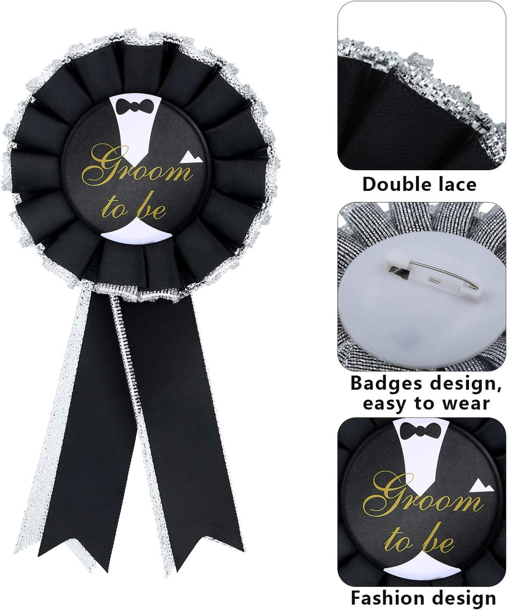 WILLBOND 2 Pcs Groom Sash and Badge Set for Bachelor Party