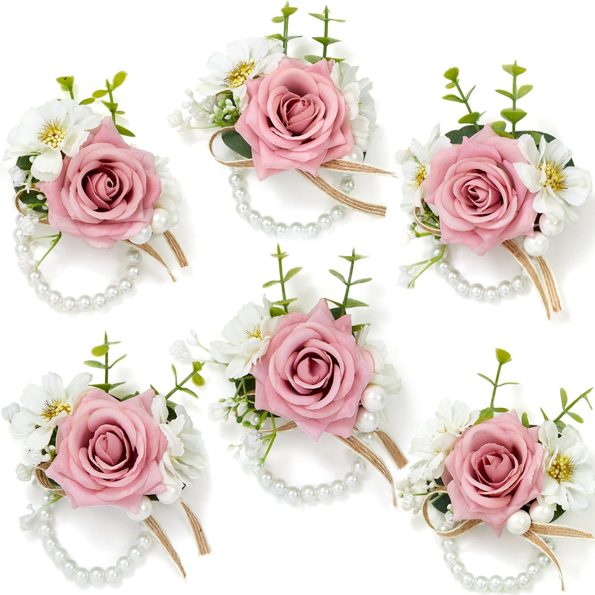Serwalin Ivory White Rose Corsage and Boutonniere Set for Wedding Prom