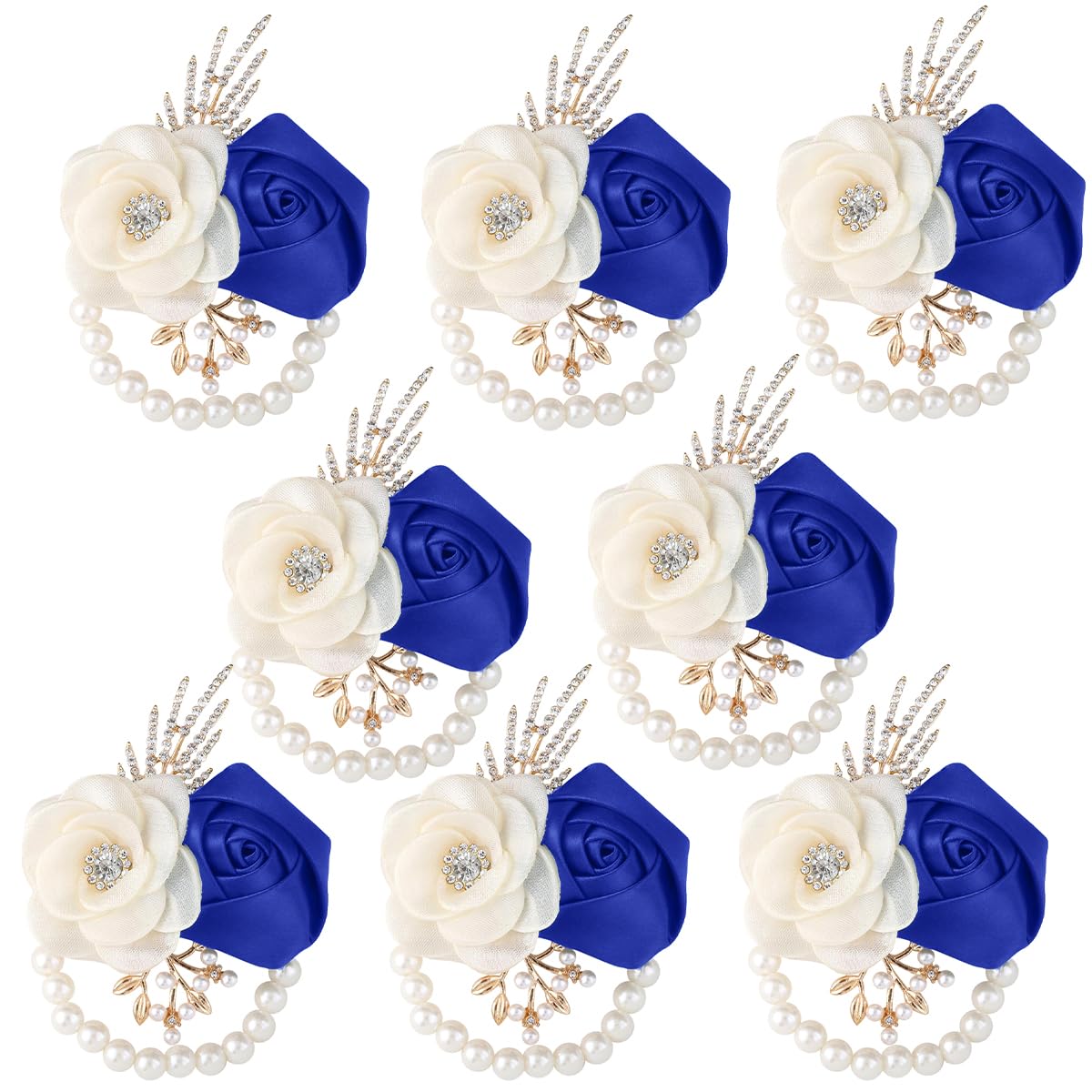 Bride Bridesmaids Rose Wrist Corsage Girls Ladies Accessories,Wrist Flower for Prom, Homecoming Dinner Parties, Weddings. (4, Ivory)
