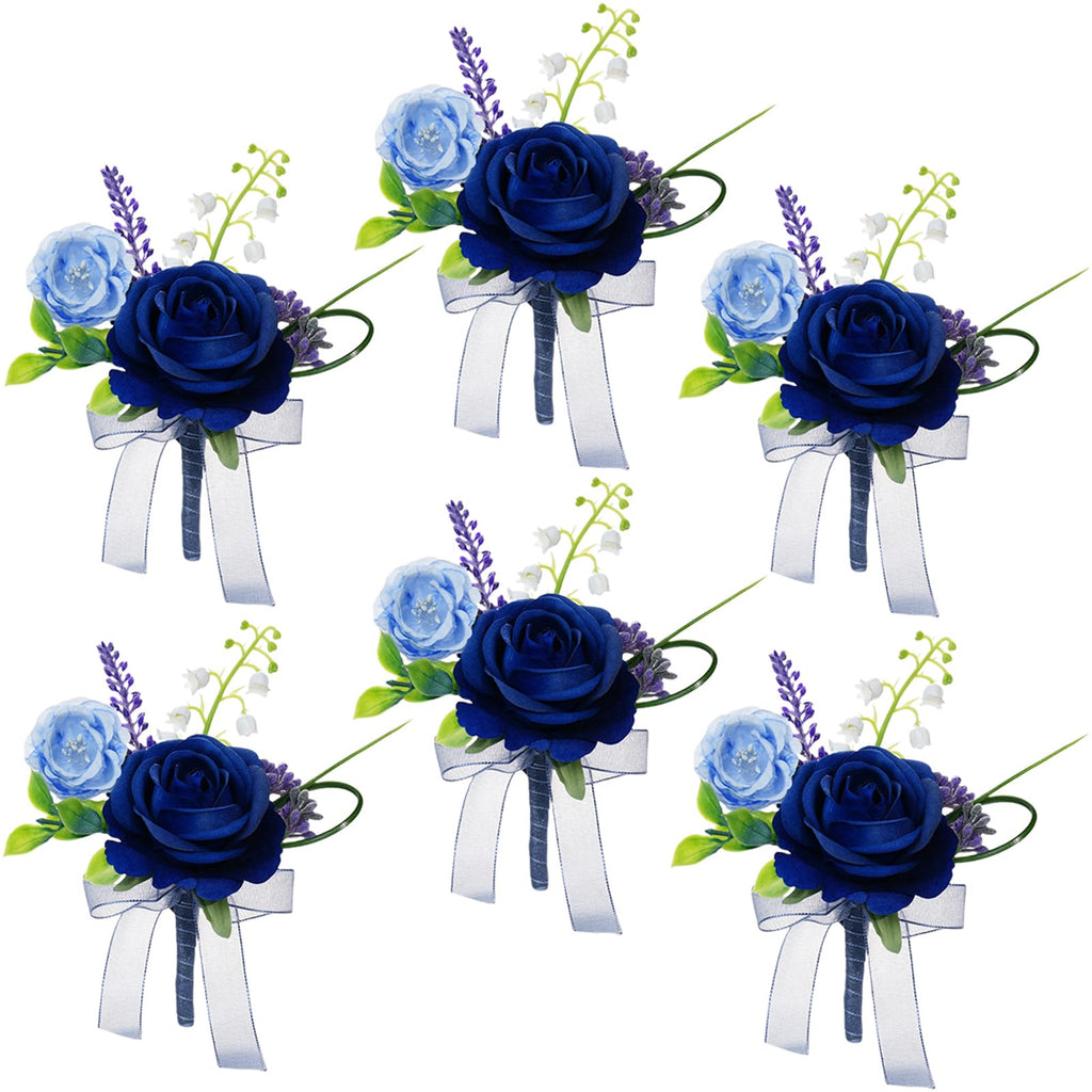 AuroraAria Dusty Rose Boutonniere for Men,Set of 6,Groom Boutonniere for Wedding,Anniversary,Homecoming,Formal Dinner Party,Wedding Decor,Artificial Dusty Rose Rose