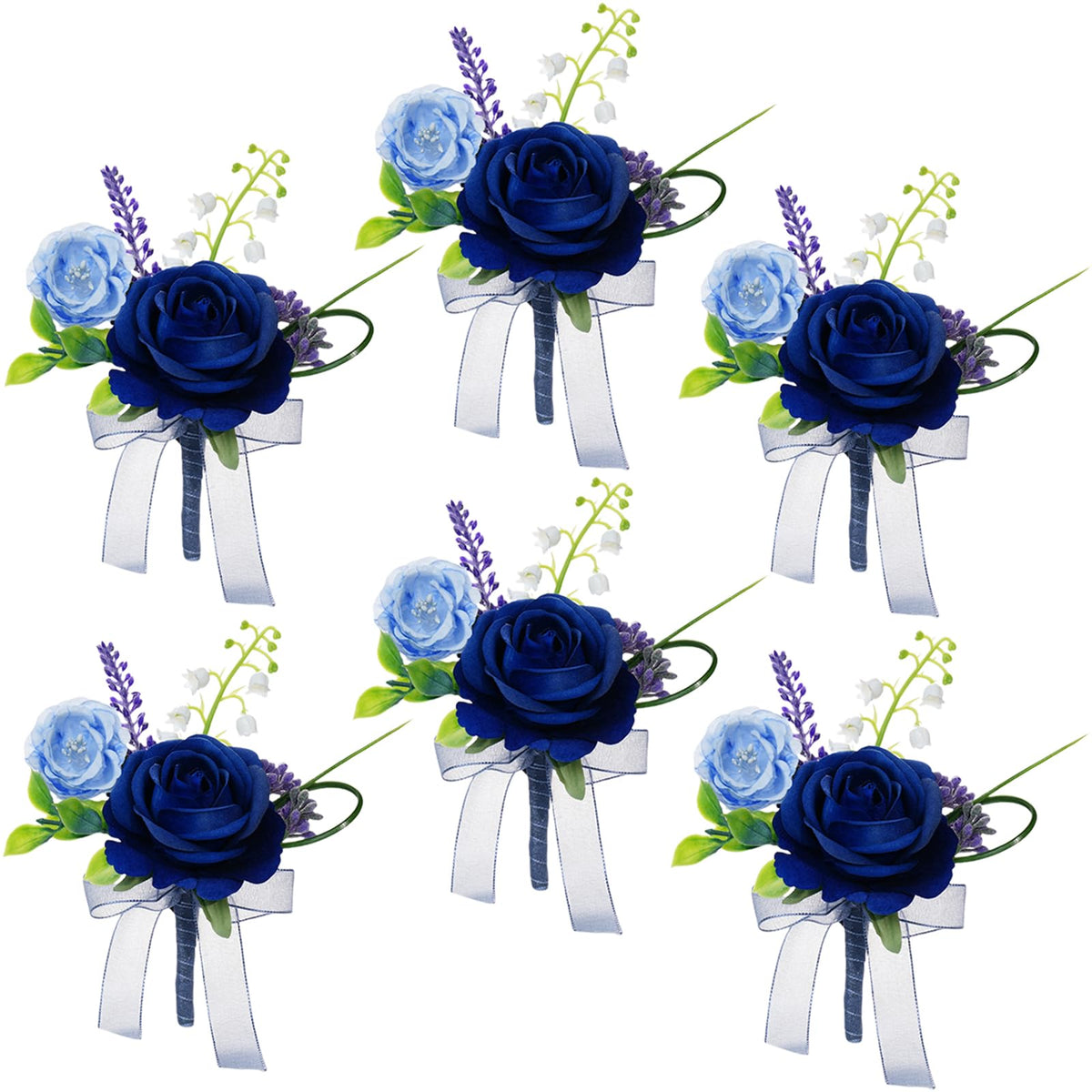 AuroraAria Dusty Rose Boutonniere for Men,Set of 6,Groom Boutonniere for Wedding,Anniversary,Homecoming,Formal Dinner Party,Wedding Decor,Artificial Dusty Rose Rose