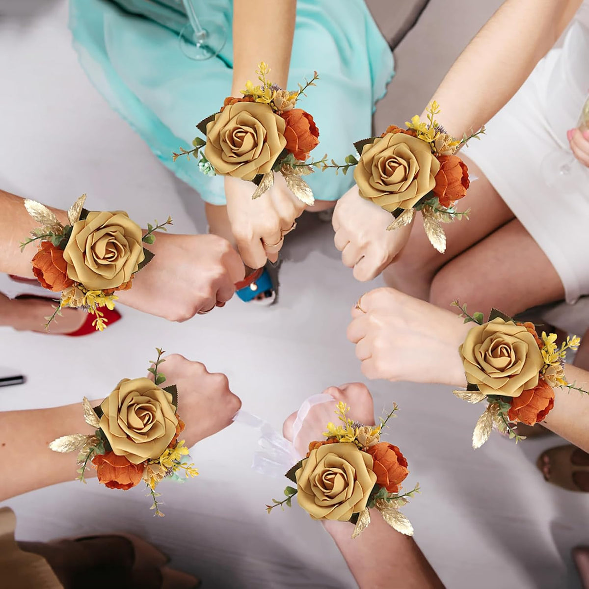 Set of 2 Wrist Corsage for Wedding Terracotta Flowers Corsage Wristlet Prom Flower Wrist Corsages for Bridal Shower Wedding Prom Bridesmaid Mother Grandmother Corsages