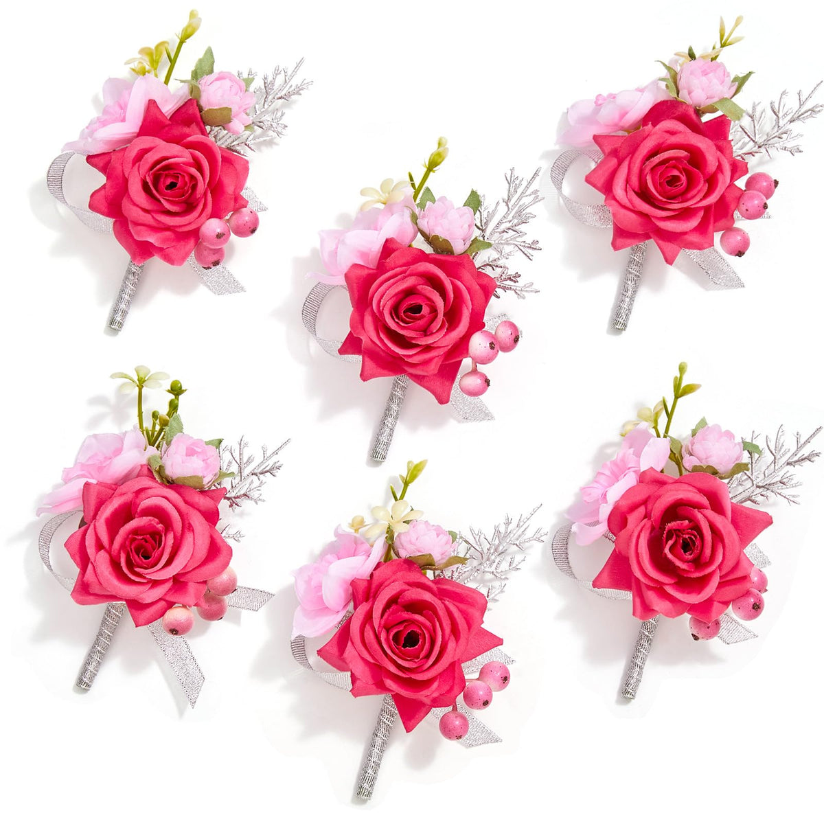 Serwalin 6 Pcs Champagne Rose Wrist Corsage Wristlet for Wedding Prom Party
