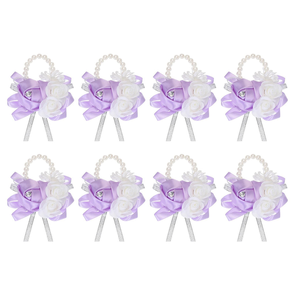 MECCANIXITY 12Pcs Wrist Corsage Artificial Flower Bracelets Rose Wrist Bride Groom Decorative for Wedding Ceremony Prom Party Anniversary Sky Blue