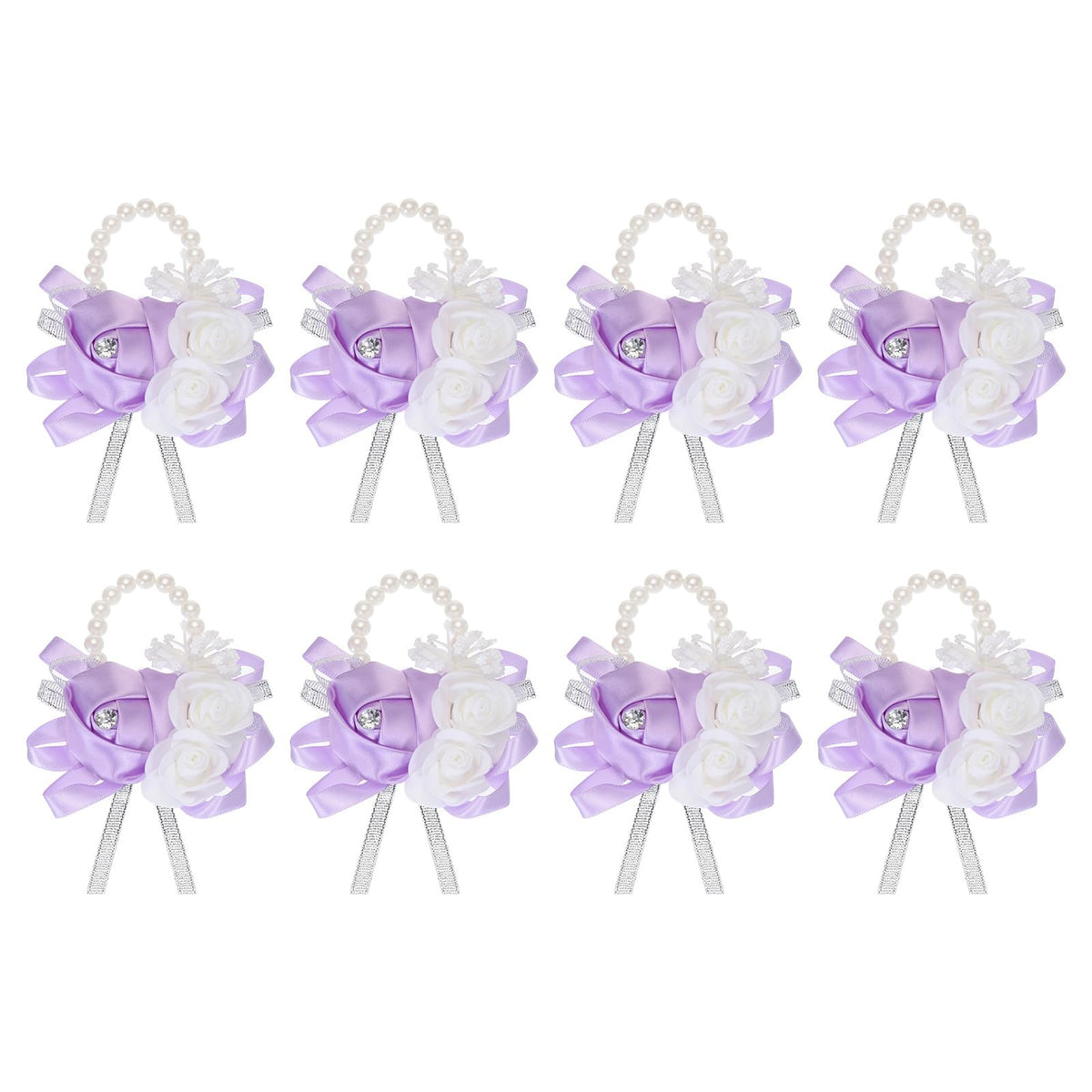MECCANIXITY 12Pcs Wrist Corsage Artificial Flower Bracelets Rose Wrist Bride Groom Decorative for Wedding Ceremony Prom Party Anniversary Sky Blue