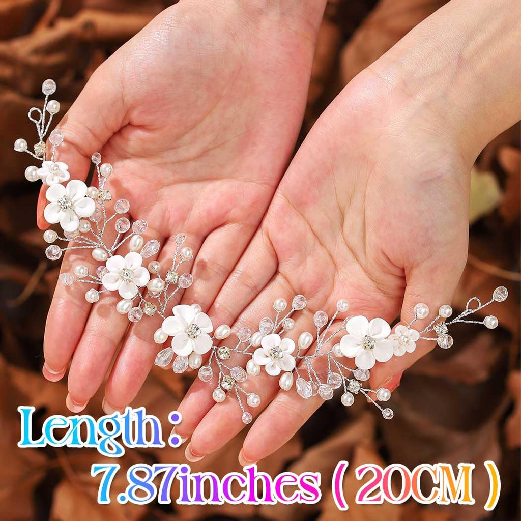 Unicra Silver Pearl Hair Vine Bridal Headpieces Flower Wedding Hair Accessories for Brides and Women (Silver)