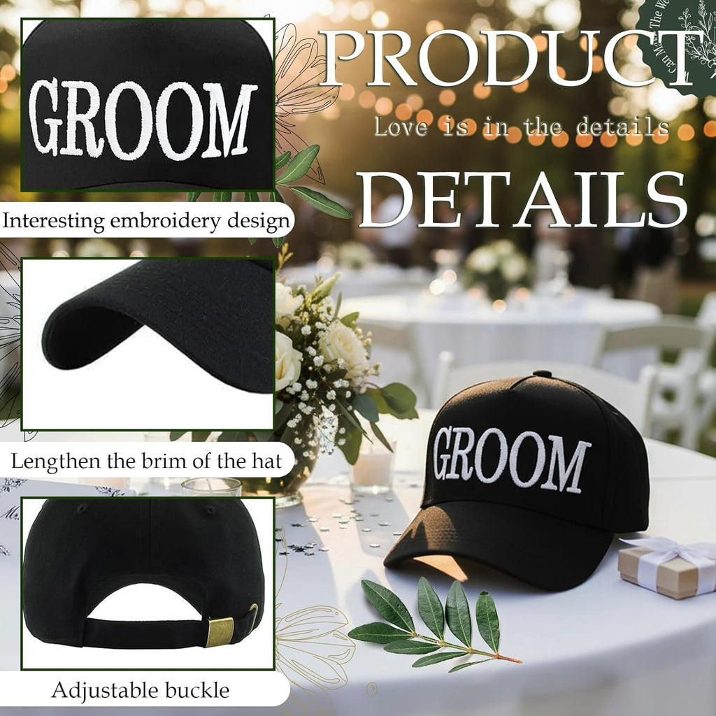 Men's Groom Hat, Wedding for Groomsman and Best Man, Adjustable Cap