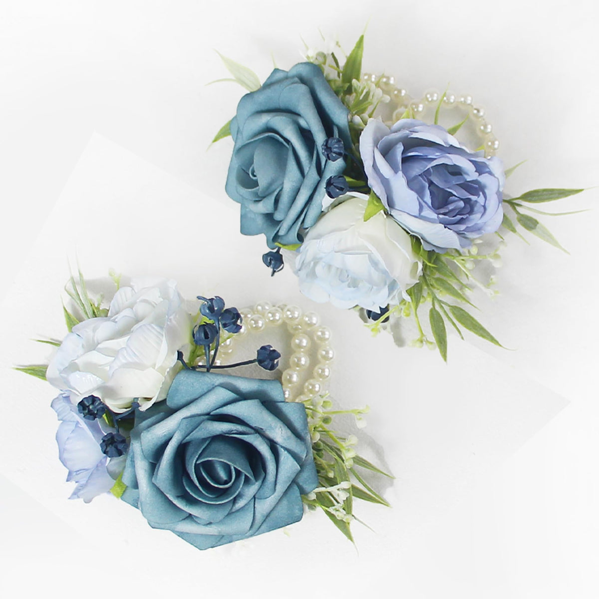 Rinlong 2Pcs Navy Terracotta Wrist Corsage for Wedding, Prom, Homecoming