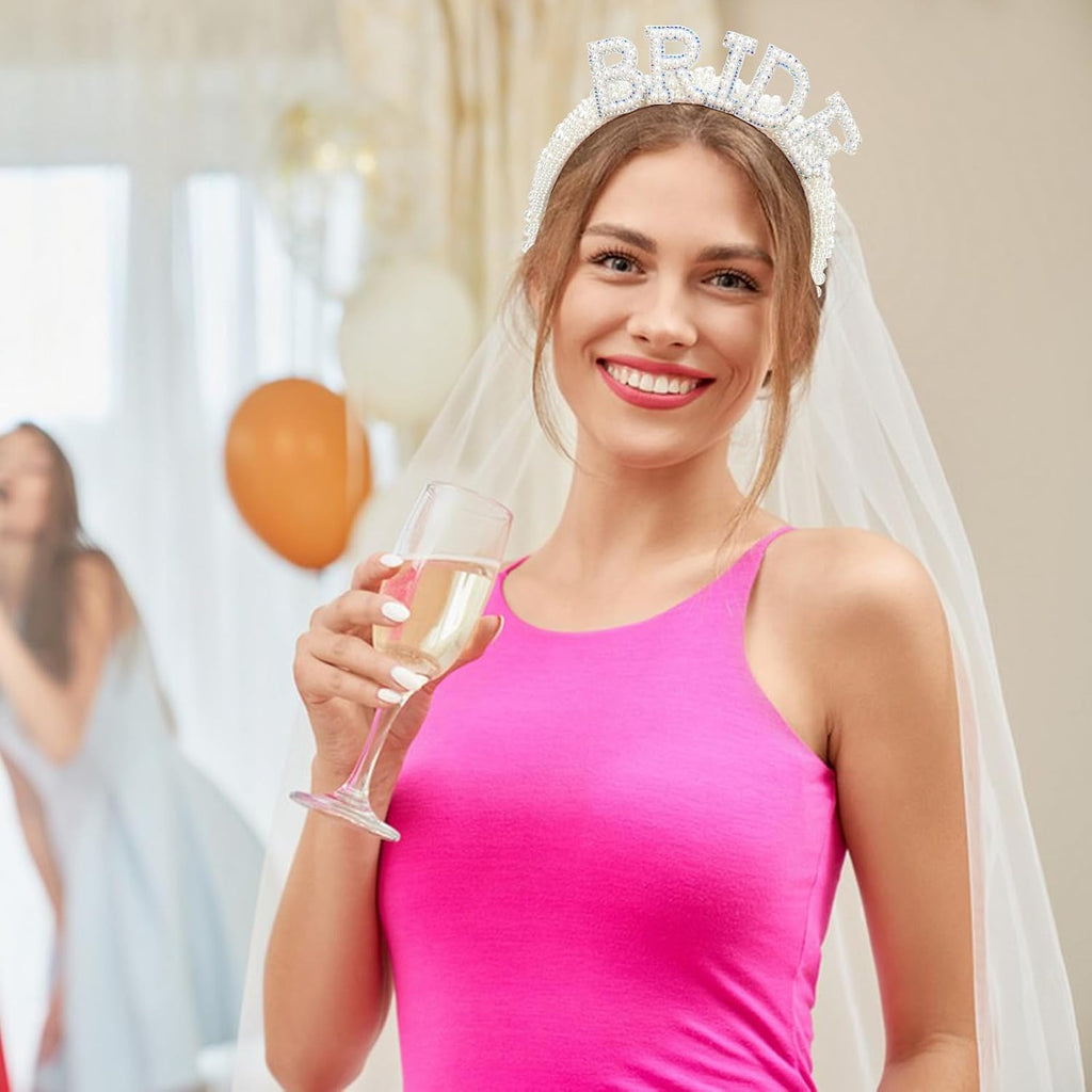 Jaciya Pearl Bride Headband with Veil