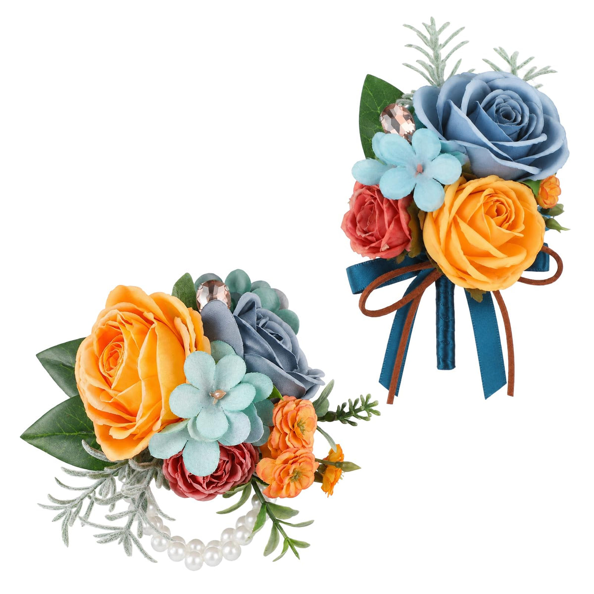 Canlierr 2 Pcs Orange Corsage and Boutonniere Set Wedding Accessories