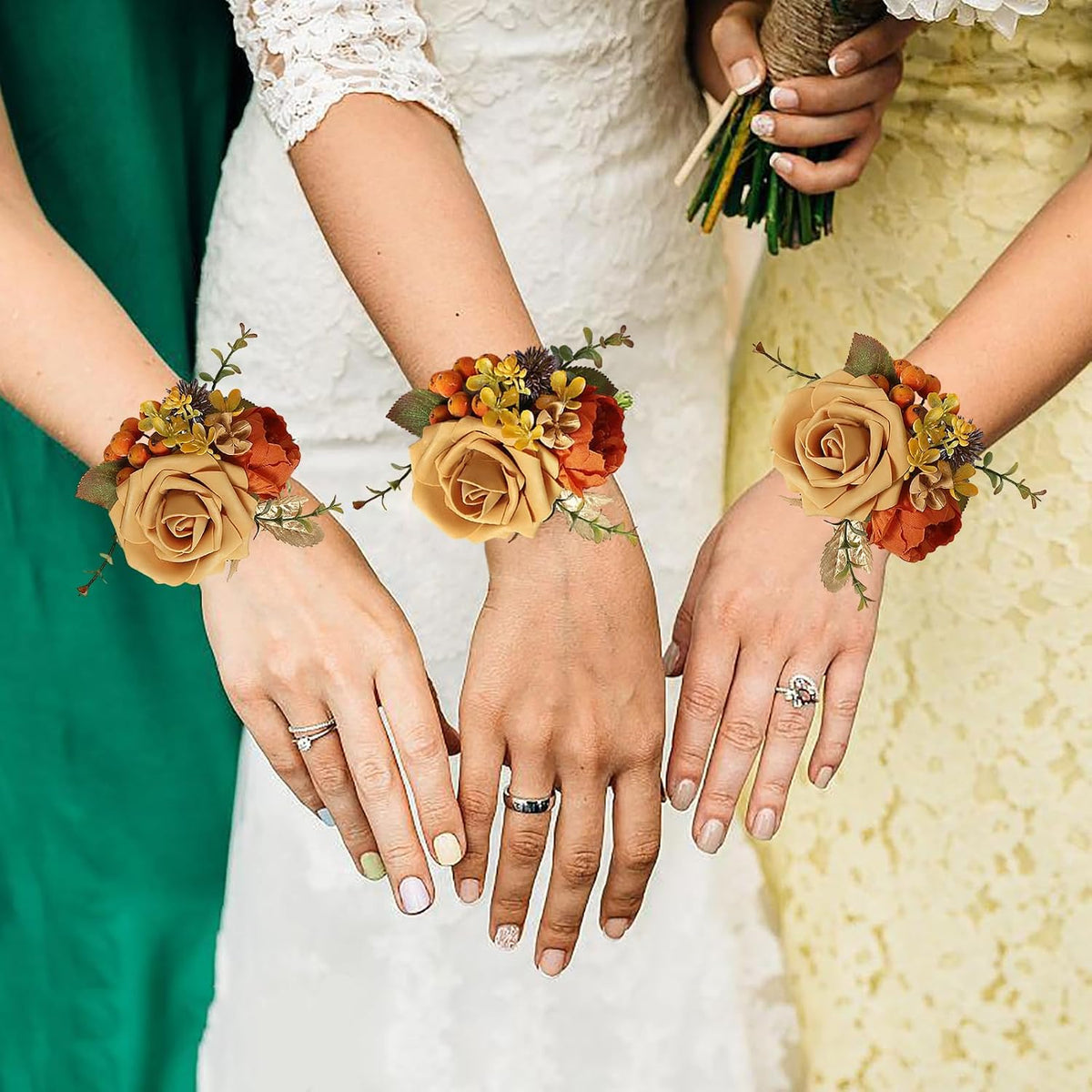 Set of 2 Wrist Corsage for Wedding Terracotta Flowers Corsage Wristlet Prom Flower Wrist Corsages for Bridal Shower Wedding Prom Bridesmaid Mother Grandmother Corsages