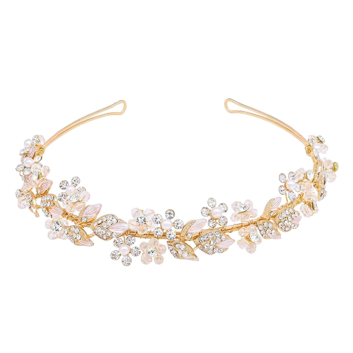 Oriamour Bridal headband Rhinestone Hair Band Bridal Headpieces for Bride Hair Jewelry Accessories (Silver)