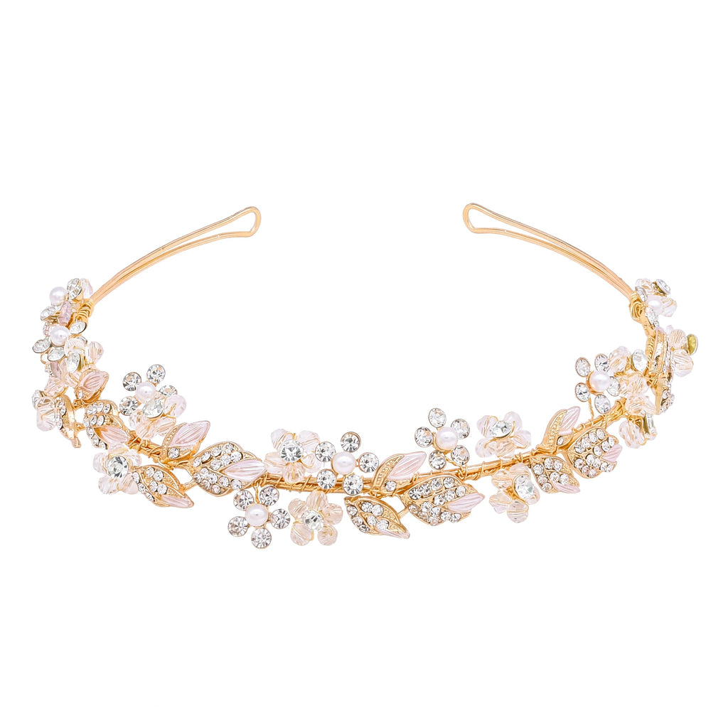 Oriamour Bridal headband Rhinestone Hair Band Bridal Headpieces for Bride Hair Jewelry Accessories (Silver)