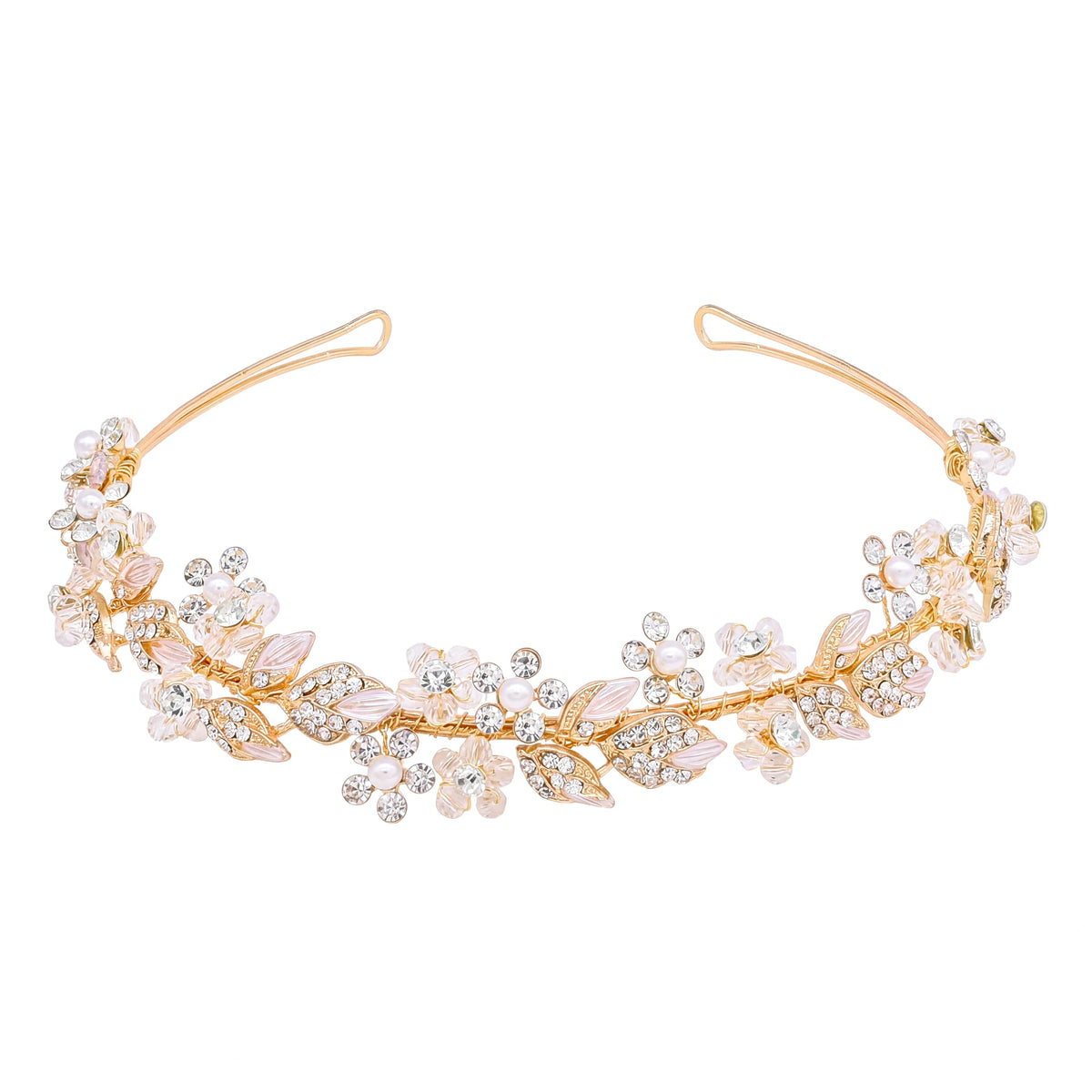 Oriamour Bridal headband Rhinestone Hair Band Bridal Headpieces for Bride Hair Jewelry Accessories (Silver)