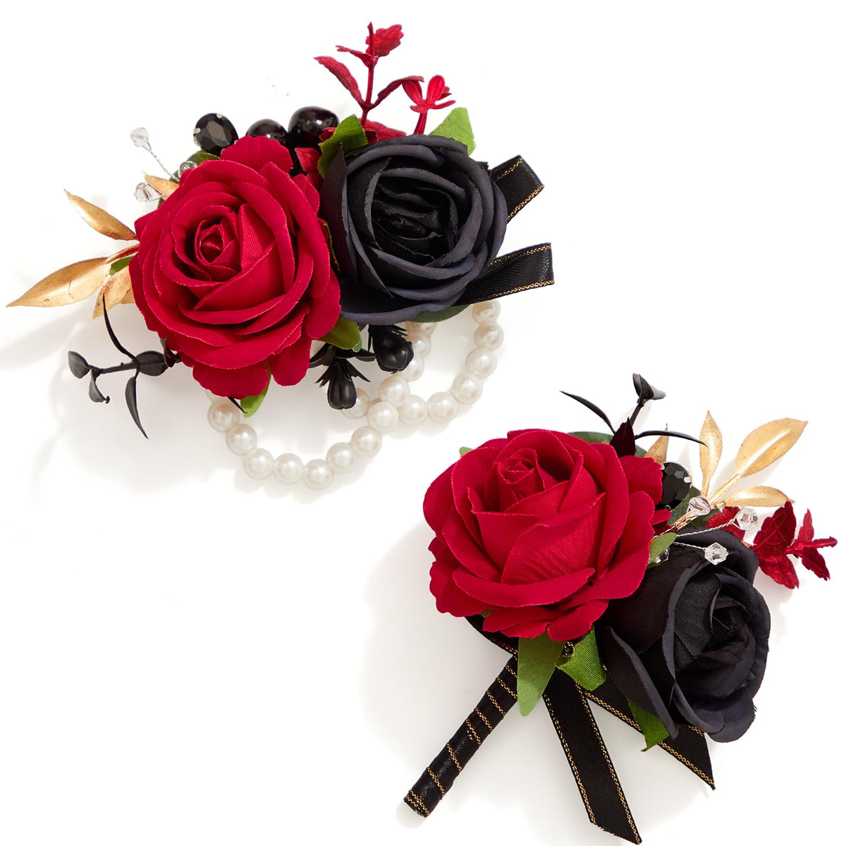 Serwalin 6 Pcs White Rose Wrist Corsage Wristlet for Wedding Prom Party