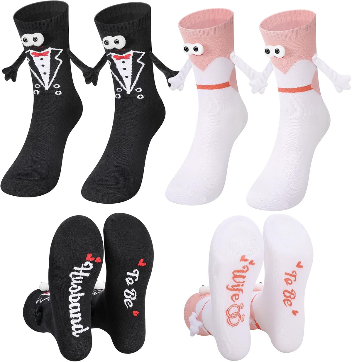 Jspupifip 2 Pairs Bride and Groom Socks