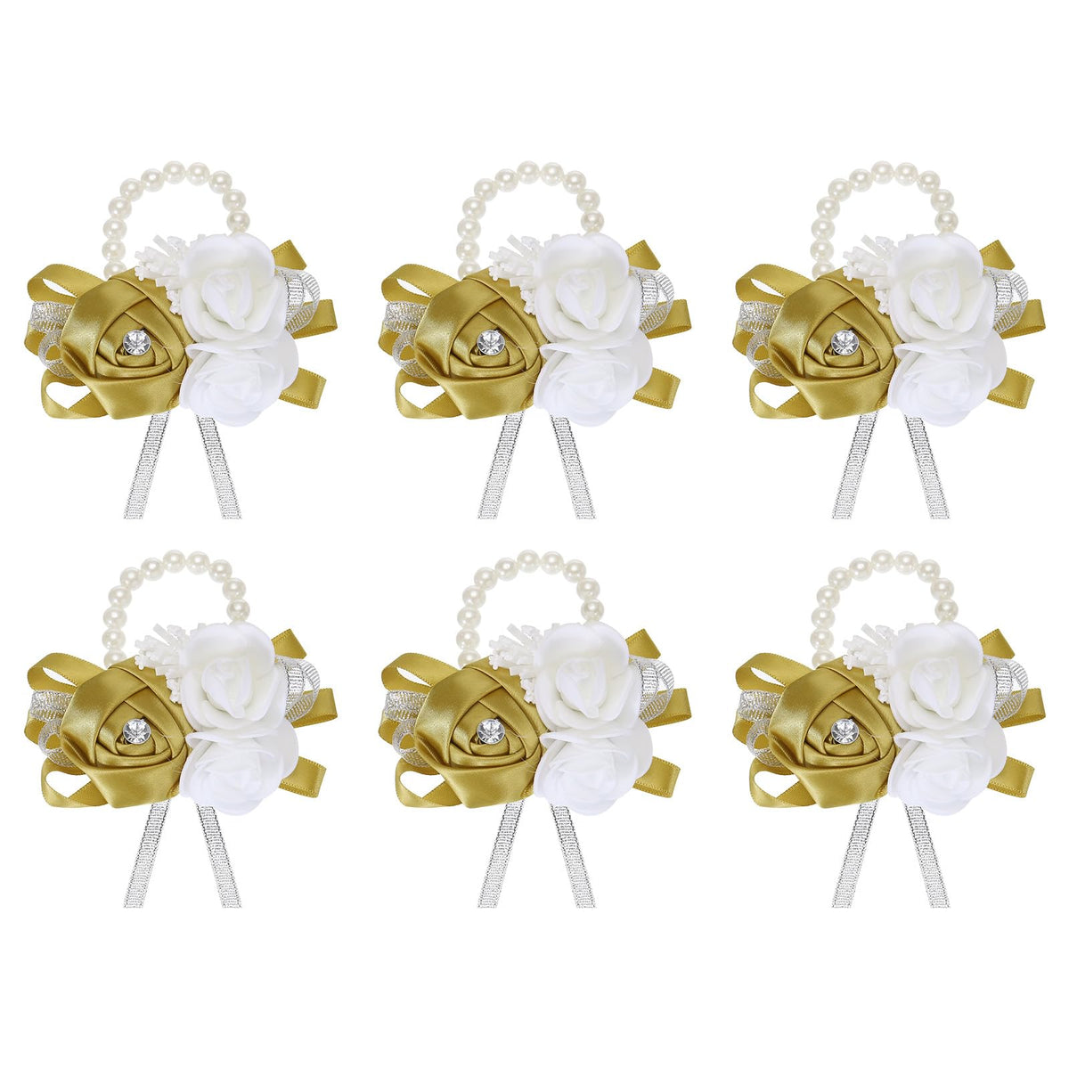 MECCANIXITY 12Pcs Wrist Corsage Artificial Flower Bracelets Rose Wrist Bride Groom Decorative for Wedding Ceremony Prom Party Anniversary Sky Blue
