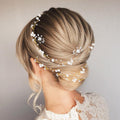 Bridal Wedding Hair Vine,Extra Long Pearl and Crystal Beads Bride Head Piece,Silver Hair Accessories for Women and Girls (Silver)