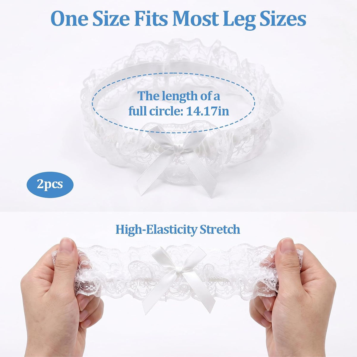 Wedding Garters for Bride, Bridal Garter with Lace and Satin Bow for Women Wedding Accessories