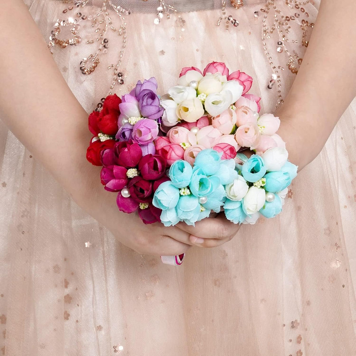 Tongcloud 10pcs Artificial Rose Wrist Corsage, 10 Color Variety, Wrist Flower for Girls Women Bride Wedding Party, Plant Decor, 10 Units per Package