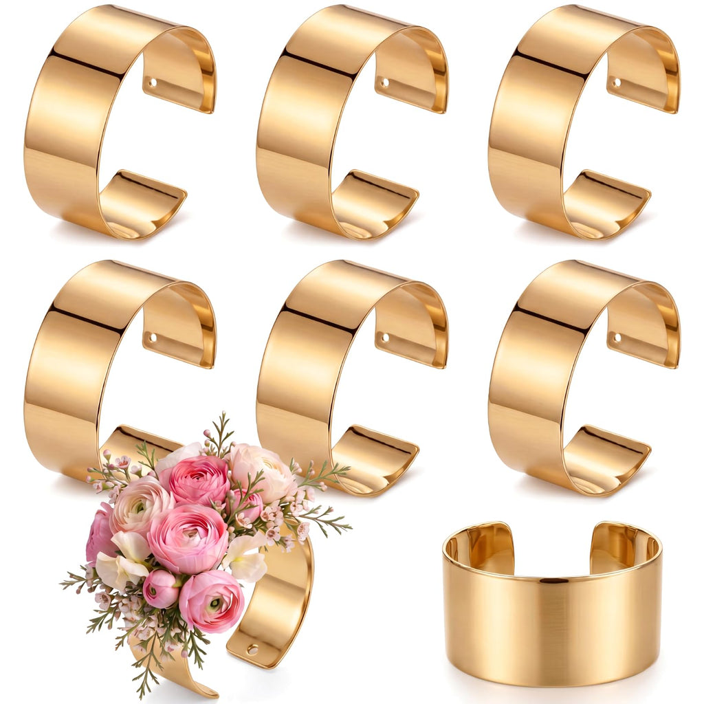 Liliaafar 6 Pcs Gold Corsage Wristlet Cuff Bracelets Women,Cuff