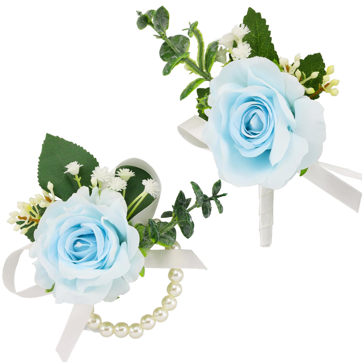 SITUMEIZI 2Pcs Red Rose Wrist Corsage and Boutonniere Set for Prom Decor