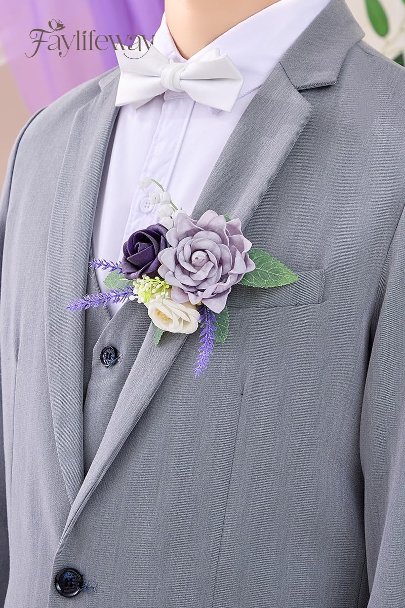 Purple Corsage and Boutonniere Set for Wedding Homecoming Prom