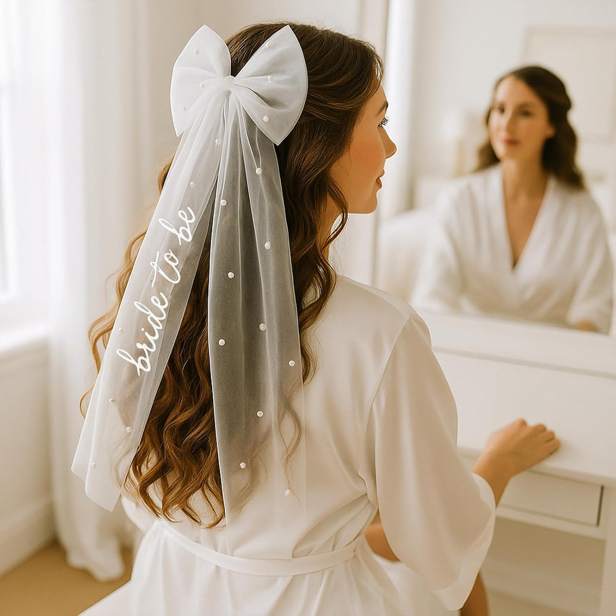 Bride to Be Veil for Bachelorette Party, Bridal Shower, Wedding Morning, Engagement Photo Accessory