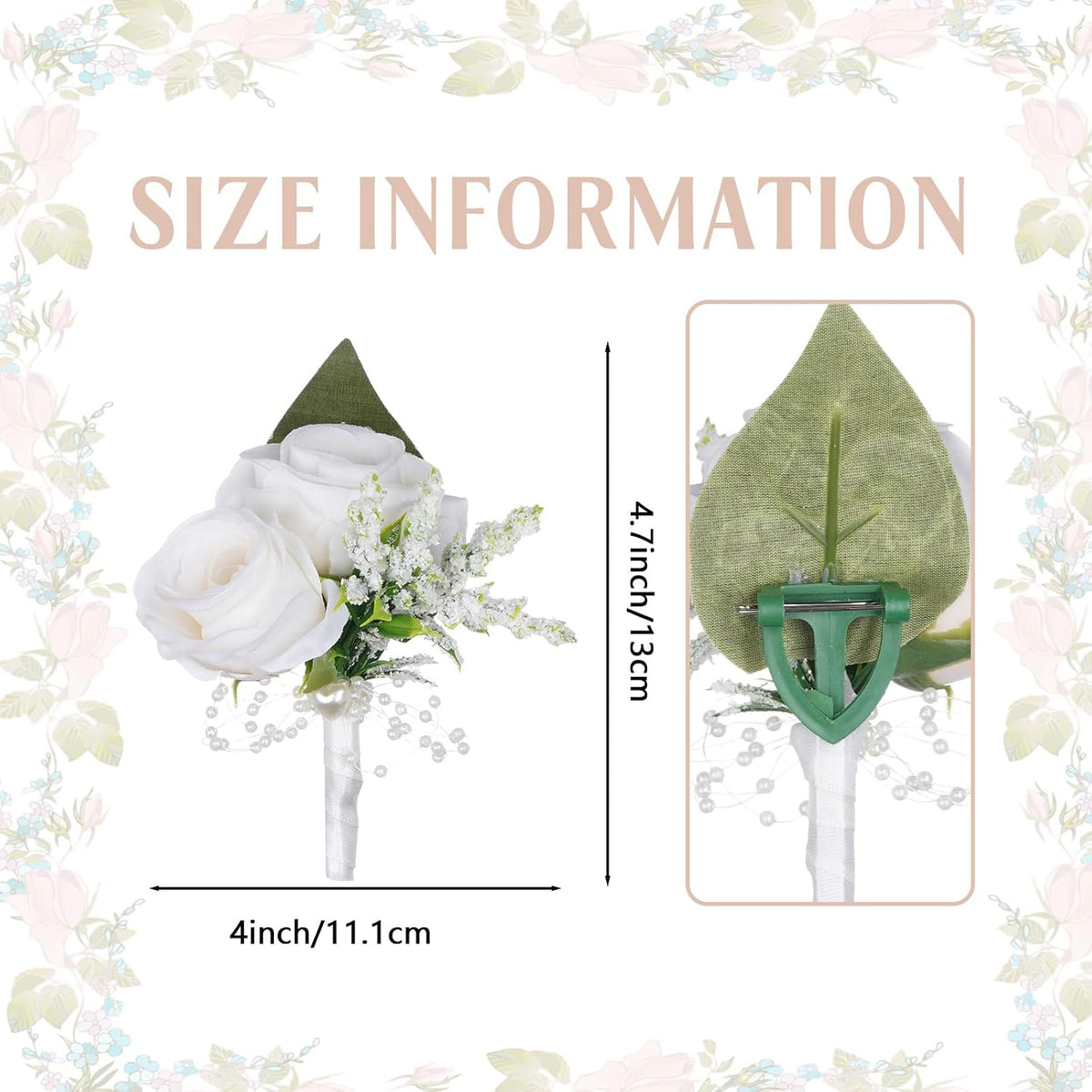 Wedding Flower Boutonniere Suit Decoration for Groom Bride Groomsmen Bridesmaids for Wedding Ceremony Anniversary Dinner Party (White)