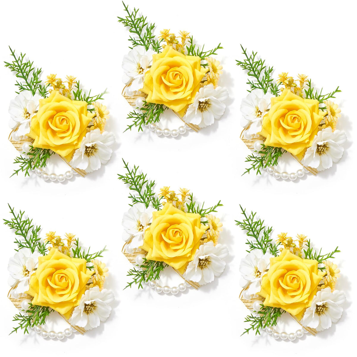 Serwalin Ivory White Rose Corsage and Boutonniere Set for Wedding Prom