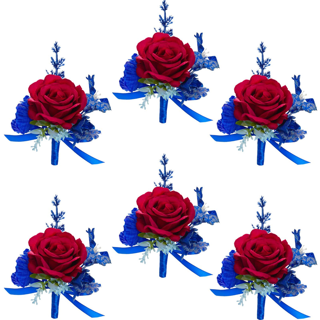 AuroraAria Dusty Rose Boutonniere for Men,Set of 6,Groom Boutonniere for Wedding,Anniversary,Homecoming,Formal Dinner Party,Wedding Decor,Artificial Dusty Rose Rose