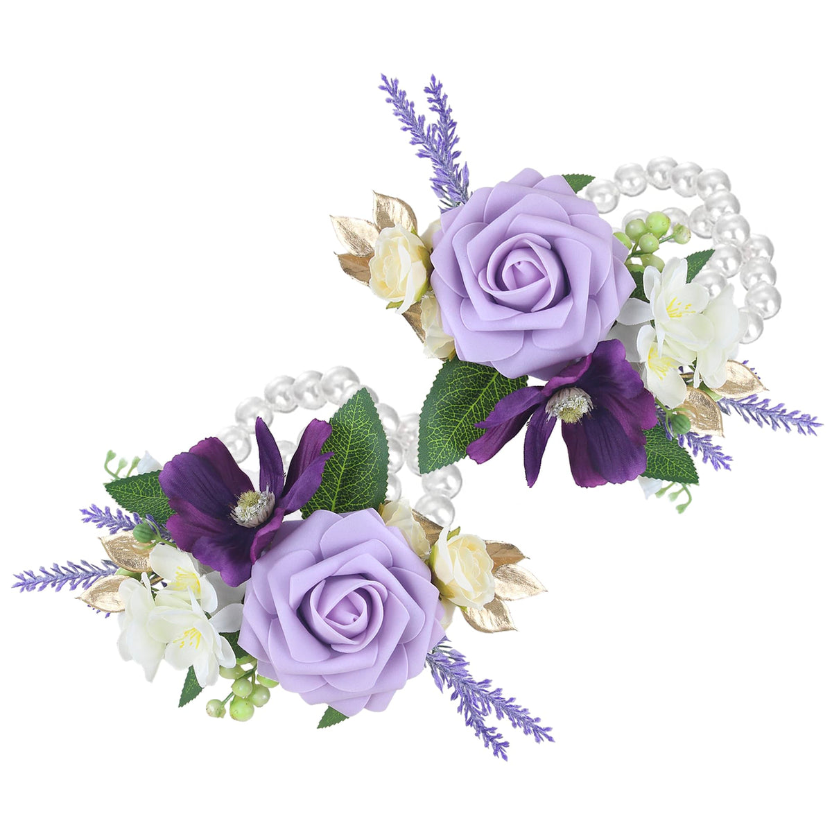 Rinlong 2Pcs White Orchid Wrist Corsage for Wedding, Prom, Homecoming