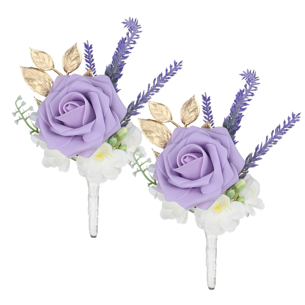 Rinlong 2Pcs Terracotta Boutonnieres with Pins for Men, Groom, Groomsmen