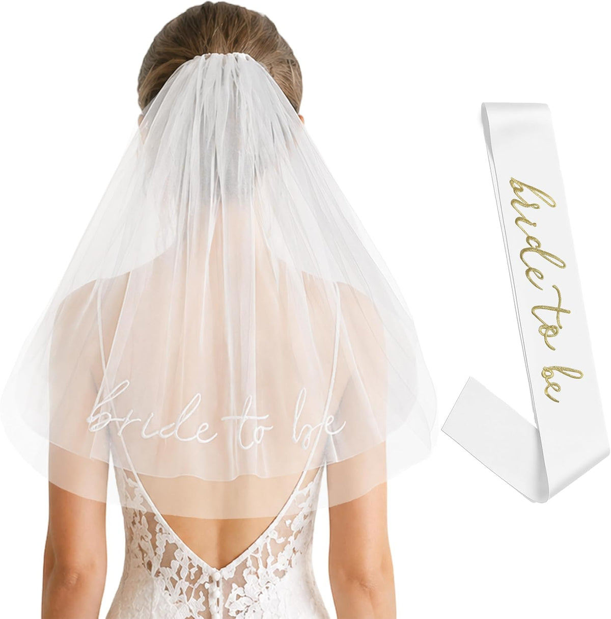 Embroidered Bride To Be Veil and Sash Set, Bachelorette & Hen Party Decor, Engagement Party Favors, Bridal Shower Accessories