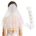 Embroidered Bride To Be Veil and Sash Set, Bachelorette & Hen Party Decor, Engagement Party Favors, Bridal Shower Accessories