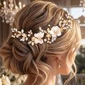 Flower Wedding Hair Pieces Gold Rhinestone Hair Vine Bridal Hair Accessories for Women and Brides