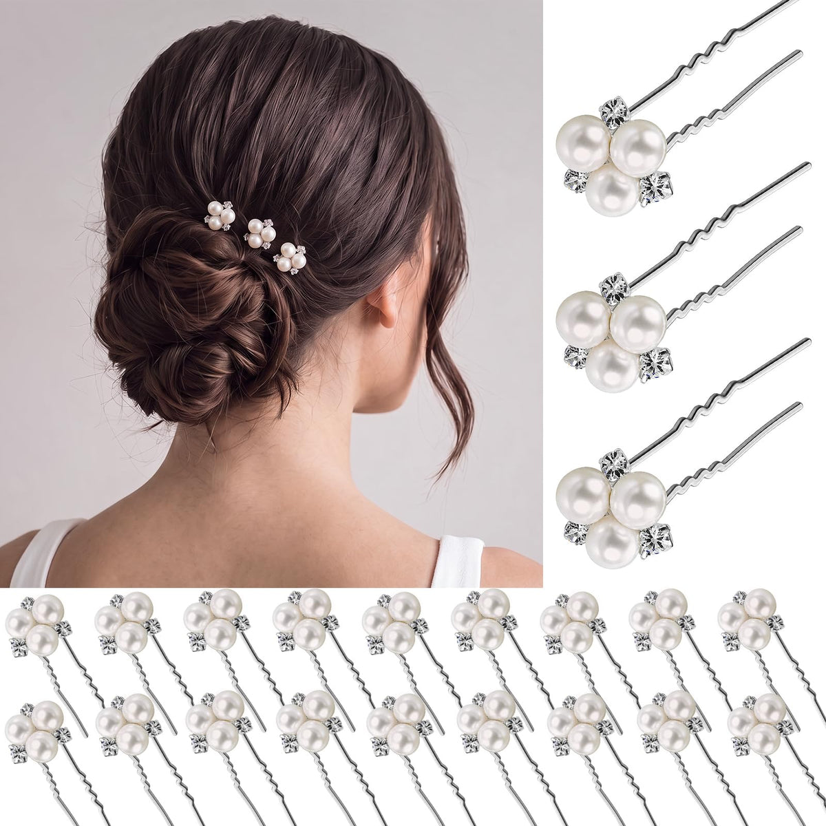 WILLBOND 18 Pcs Pearl Hair Pins Wedding Brides Hair Accessorie,Rose Gold