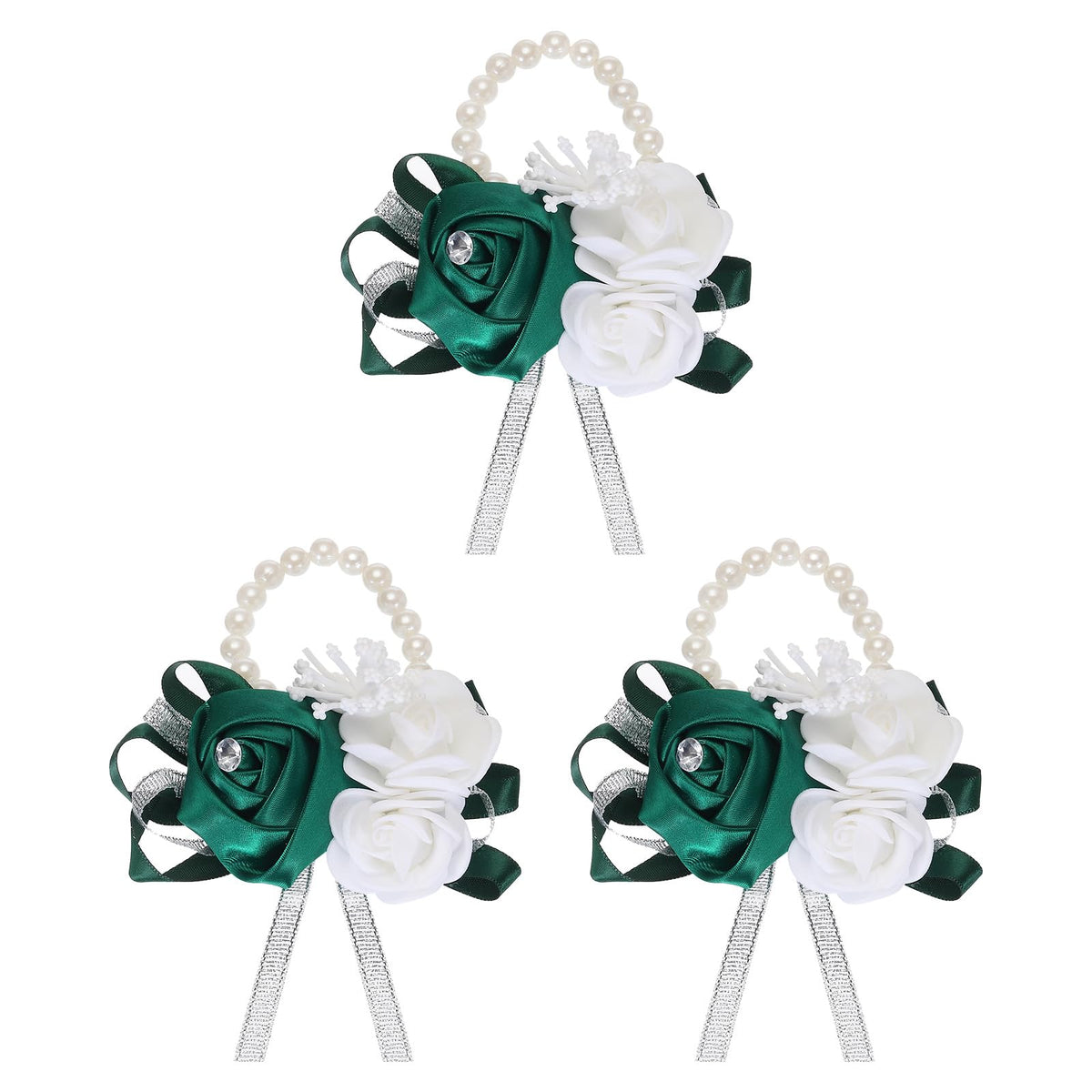 MECCANIXITY 12Pcs Wrist Corsage Artificial Flower Bracelets Rose Wrist Bride Groom Decorative for Wedding Ceremony Prom Party Anniversary Sky Blue
