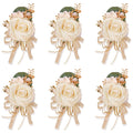 Lavender Purple Faux Wrist Corsages, Set of 6, for Bride Wedding