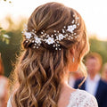 Unicra Silver Pearl Hair Vine Bridal Headpieces Flower Wedding Hair Accessories for Brides and Women (Silver)
