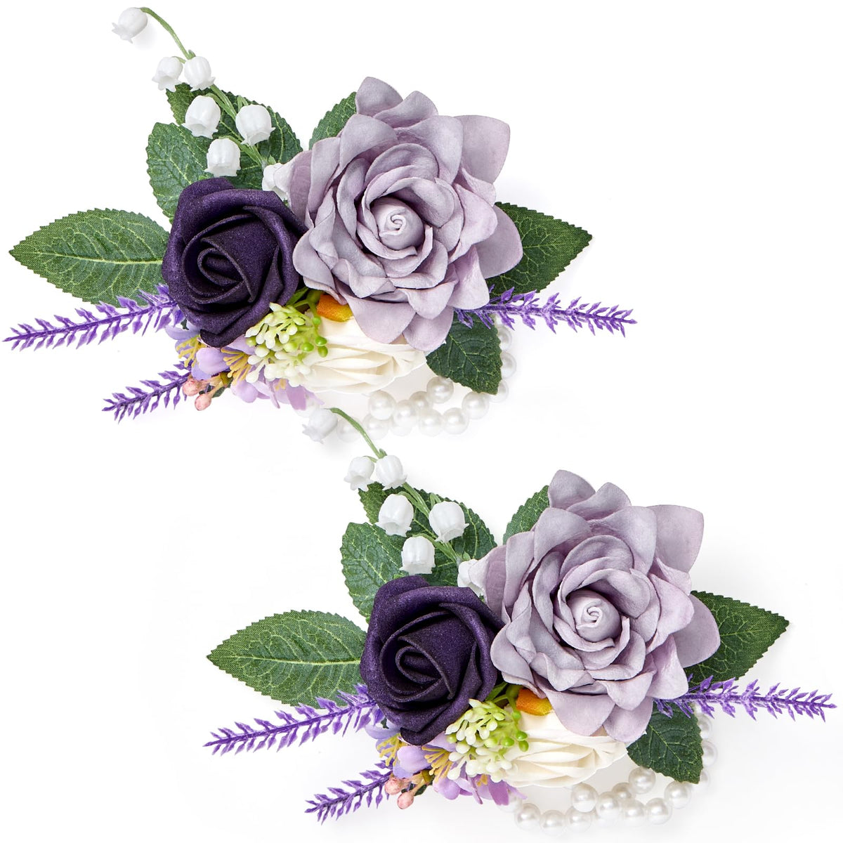 Purple Corsage and Boutonniere Set for Wedding Homecoming Prom