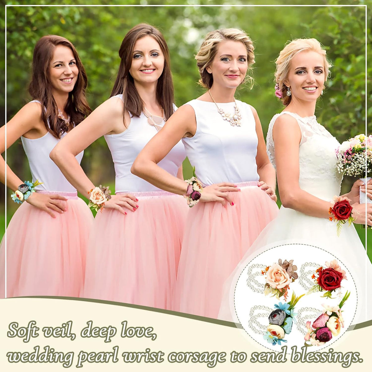 Corsage Wristlet Band Elastic Pearl Bracelet DIY Flower Bracelet