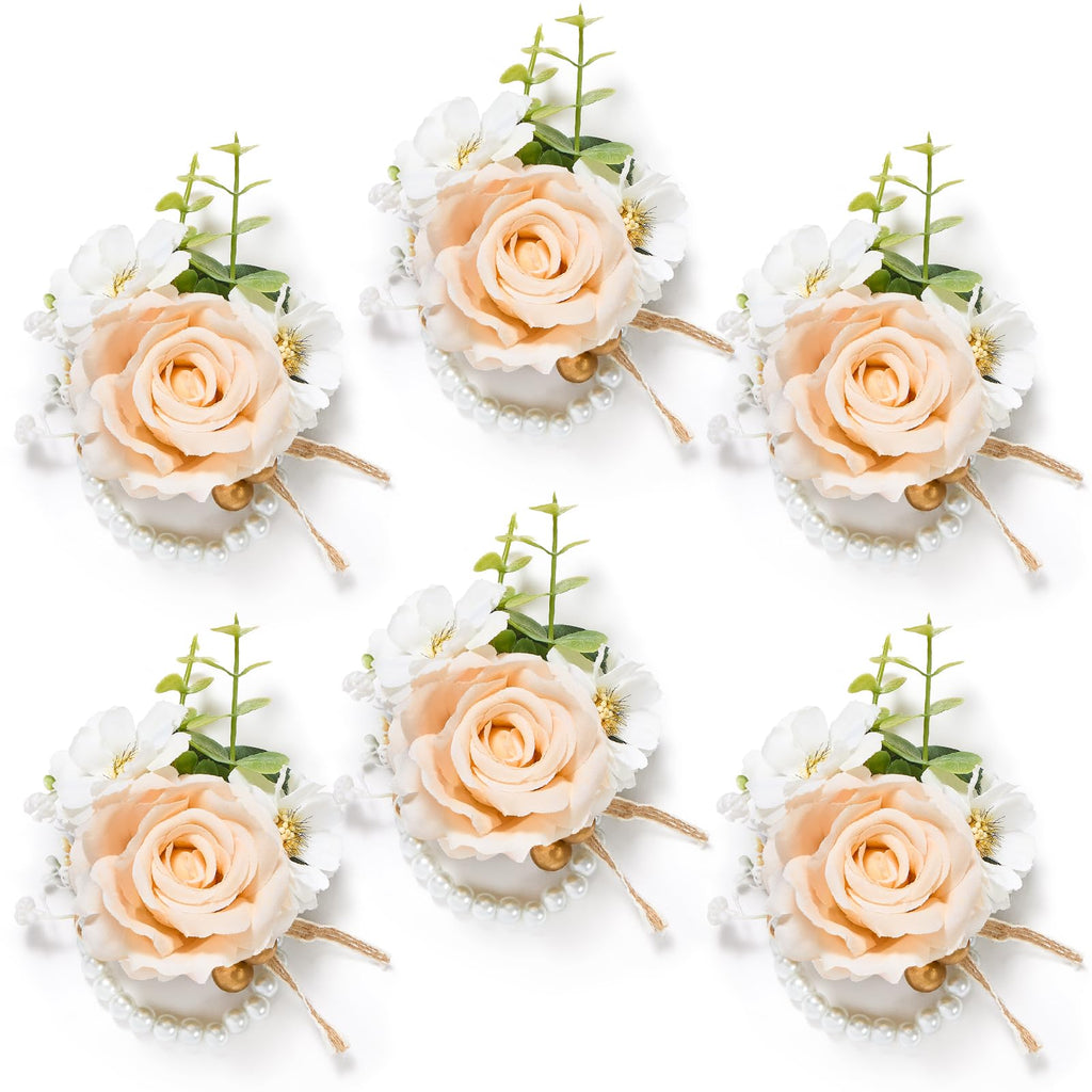 Serwalin Ivory White Rose Corsage and Boutonniere Set for Wedding Prom
