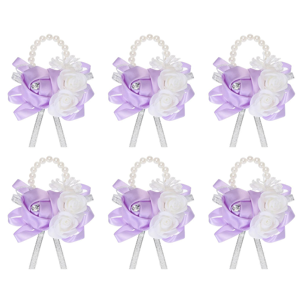 MECCANIXITY 12Pcs Wrist Corsage Artificial Flower Bracelets Rose Wrist Bride Groom Decorative for Wedding Ceremony Prom Party Anniversary Sky Blue